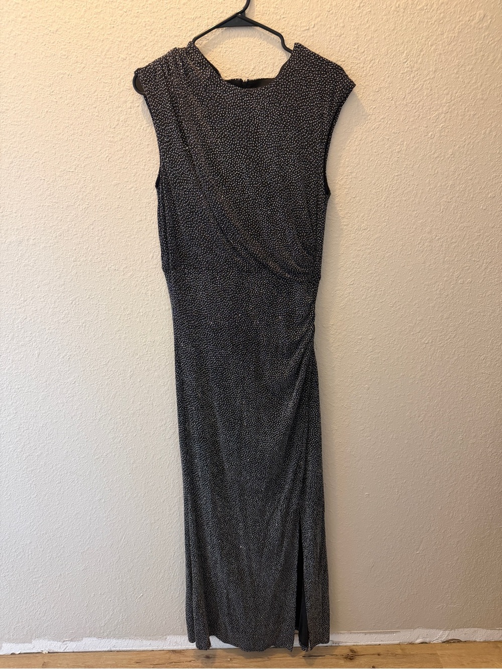 Eliza J Black Speckled Sleeveless Maxi Dress with Side Slit